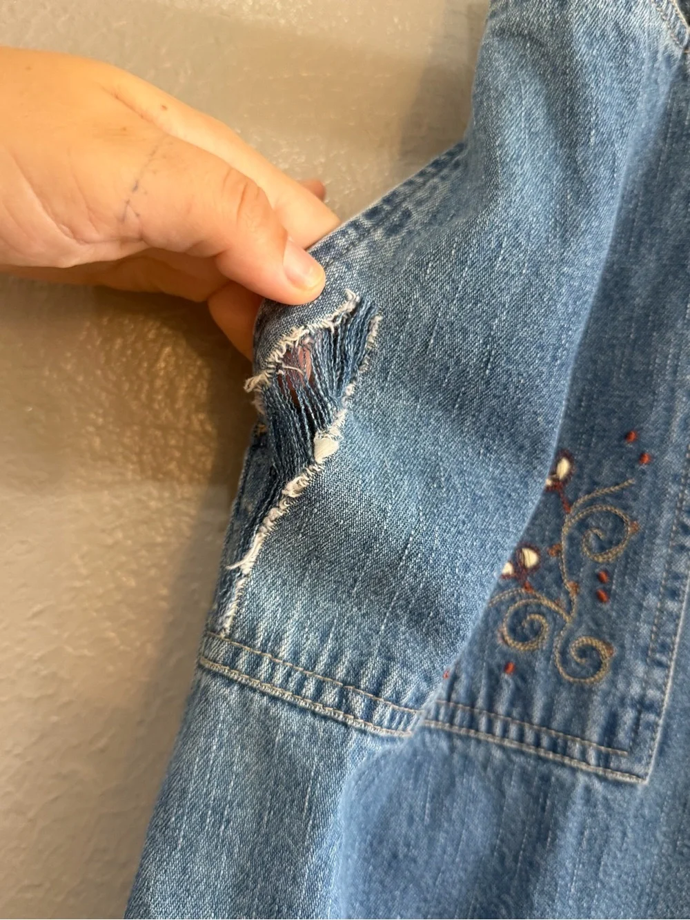 White Stag Blue Denim Maxi Skirt with Embroidered Pockets